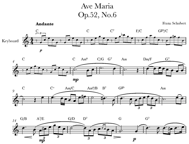 دانلود نت کیبورد (ارگ) Schubert - Ave Maria 
